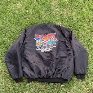 Vintage 90’s Satin Puffer Jacket Pomona California Tri County Gear Jeep 2xl